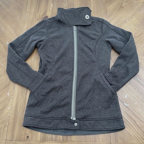 Avalanche Gray Snap Mock Neck Collar Full Zip Long Fleece Lined Jacket Womens S - Picture 1 of 12